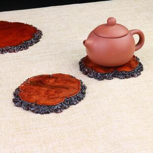 原木瘿木瘤板实木干泡茶盘红木根雕随形盆景底座中式装饰花器木垫