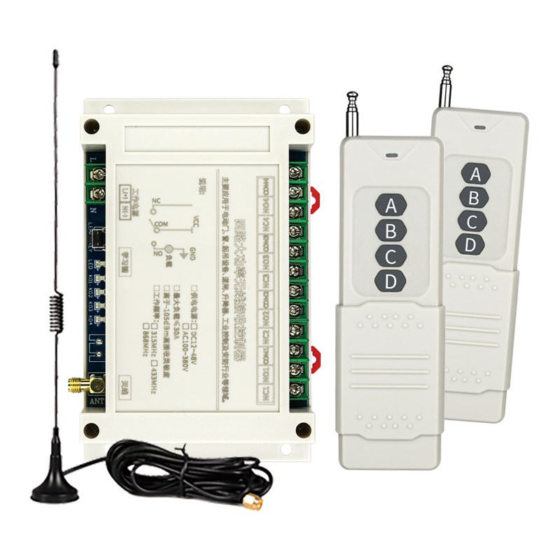 直流 交流12V-48V220sV-380V4路无线遥控开关电机水泵升降机车尾