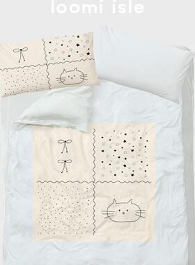 loomi isle小众原创设计高级韩系简约星星小猫全棉四件套床单床笠