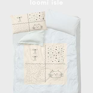 loomi isle小众原创设计高级韩系简约星星小猫全棉四件套床单床笠
