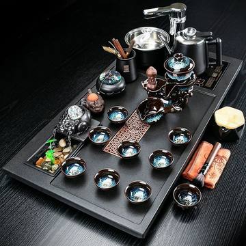 茶具套装家用办公室会客全自动烧水壶一体乌金石茶盘流水雾化茶台