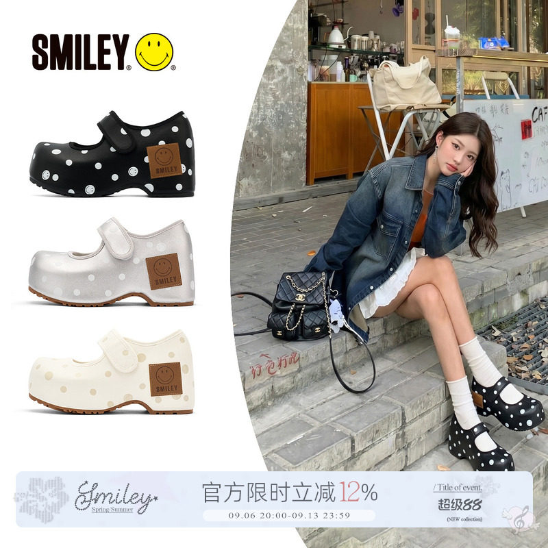 SMILEY笑脸厚底增高高跟玛丽珍鞋图片