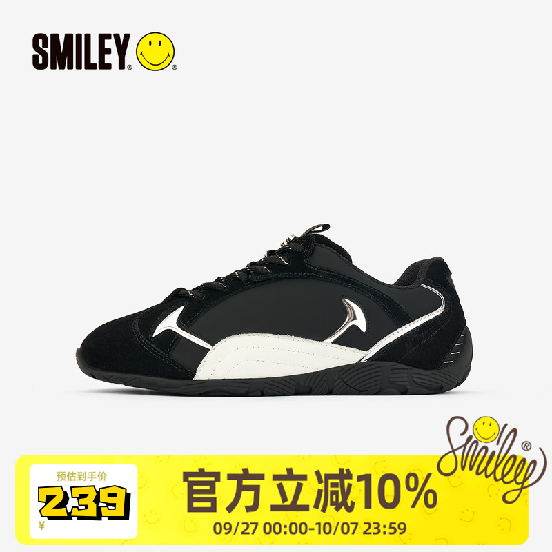 SMILEY笑脸黑色薄底运动德训鞋子