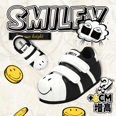 SMILEY笑脸贝壳头黑厚底大头鞋
