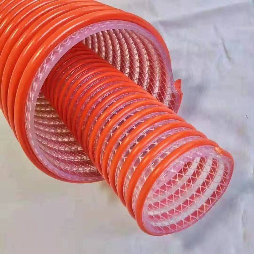 红色夹线螺旋管PVC螺旋线管塑筋增强管夹线管红龙管红色加线管