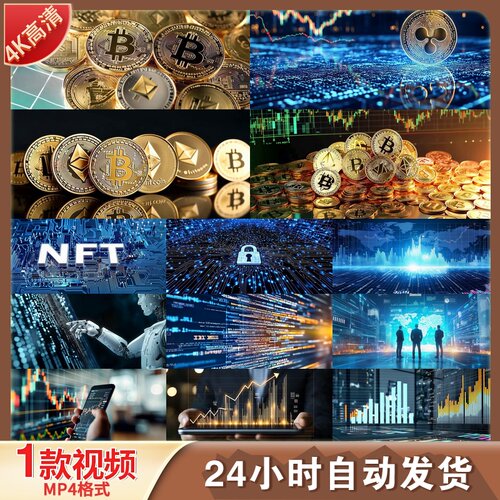 高清比特币以太坊加密货币区块链金融科技交易投资数据安视频素材