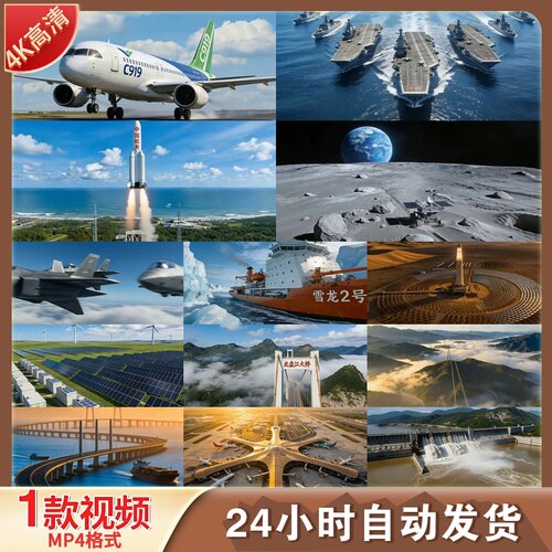 高清大国重器科技突破中国梦发展高铁航空船舶火箭空间站视频素材