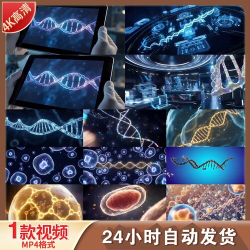 高清DNA双螺旋基因细胞生物科技医学分子结构生命科学视频素材