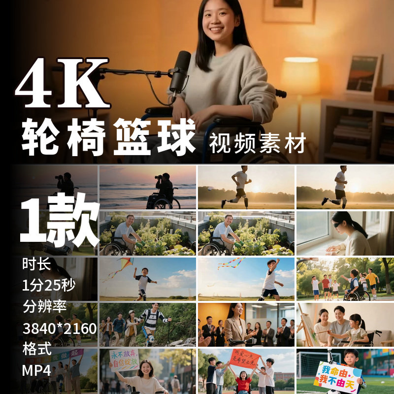 高清残疾人自强不息助残原创日关爱残疾公益视频素材