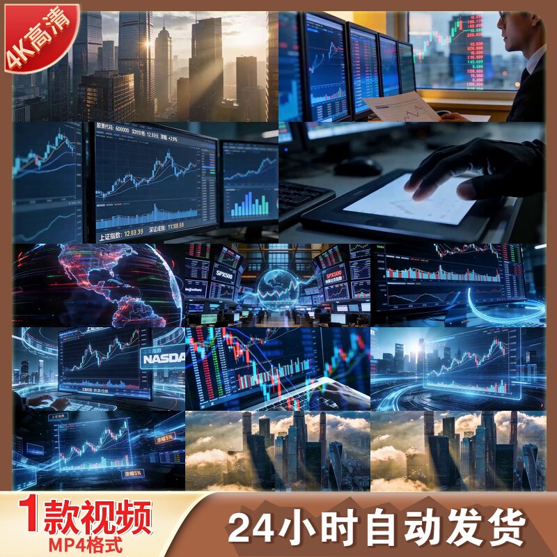高清股市交易金融科技股票证券基金投资经济期货数据图表视频素材