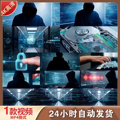 高清黑客网络安全攻防团队极客编程数据隐私互联网攻防视频素材