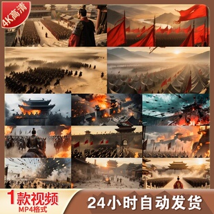 高清4K中国古代战争战场千军万马烽火狼烟冷兵器厮杀攻城视频素材