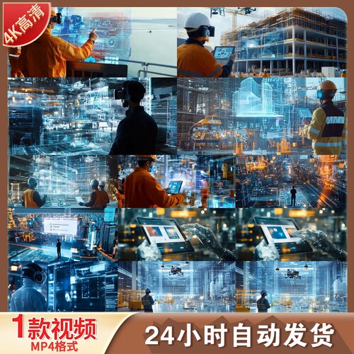 高清未来科技人工智能全自动工厂机械手臂无人机虚拟大屏视频素材