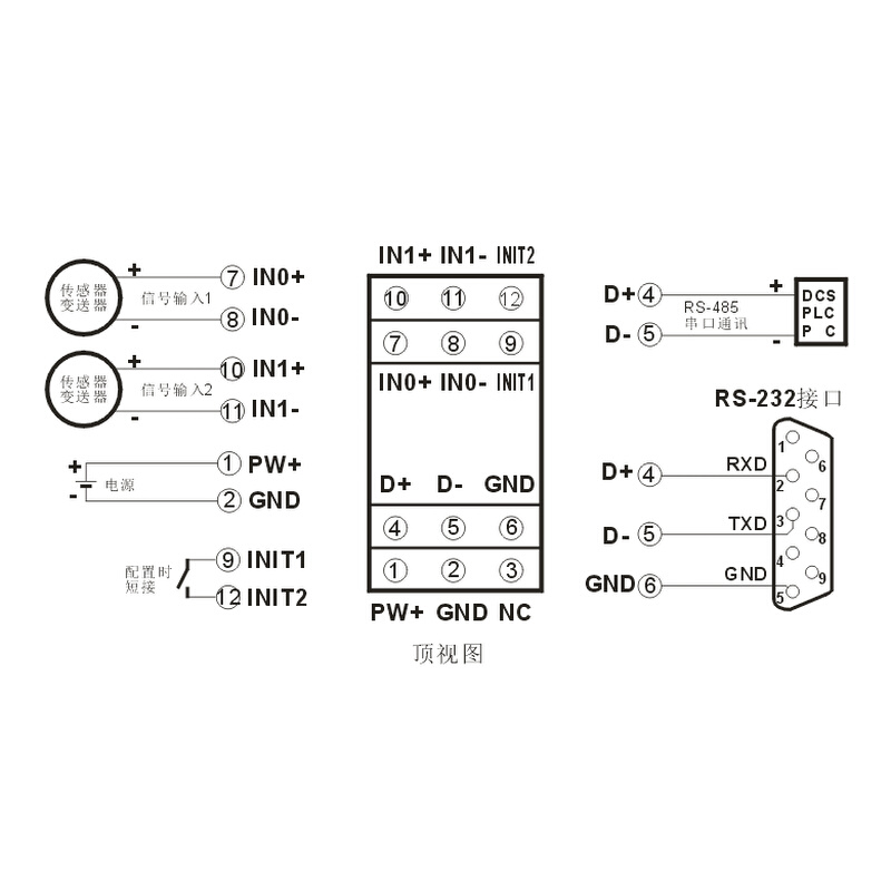 双路4-20ma/0-10v/0-t75mv/0-2.5V模拟量转232/485数据采集模块 电子元器件市场 模数转换器/数模转换器 原图主图