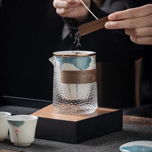 手绘旅行茶具一壶二杯便携户外日式 专用白陶瓷玻璃个人快客杯 套装