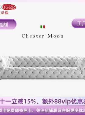 皮诺格意式极简奶油风baxter拉扣月球表面沙发客厅磨砂真皮小户型