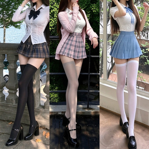 60D天鹅绒过膝袜超薄弹力JK穿搭袜子女日系丝滑显瘦腿长袜秋款ins