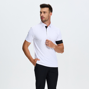 夏季高尔夫POLO衫男士冰丝短袖T恤运动健身透气速干翻领上衣套装