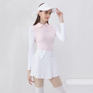 春夏季高尔夫上衣女薄款弹力透气网球长袖裙子golf女装套装服装