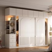 出租房用组装 拉门衣柜家用卧室现代简约2024新款 移门法式 大衣橱