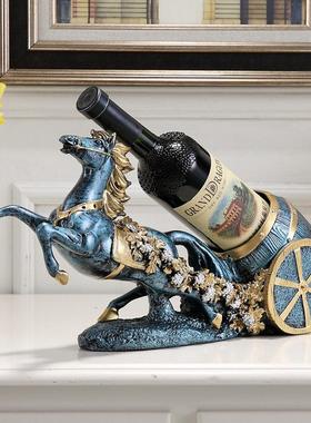 创意客厅红酒架摆件欧式家居酒柜装饰品酒架艺术品马摆设软装装饰