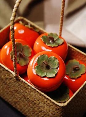 2024新年红色柿子柿柿事事如意桌面大摆件春节过年乔迁之喜装饰品