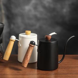 手冲咖啡壶304不锈钢实木手柄滴漏式 长嘴细口壶可加热手冲壶复古