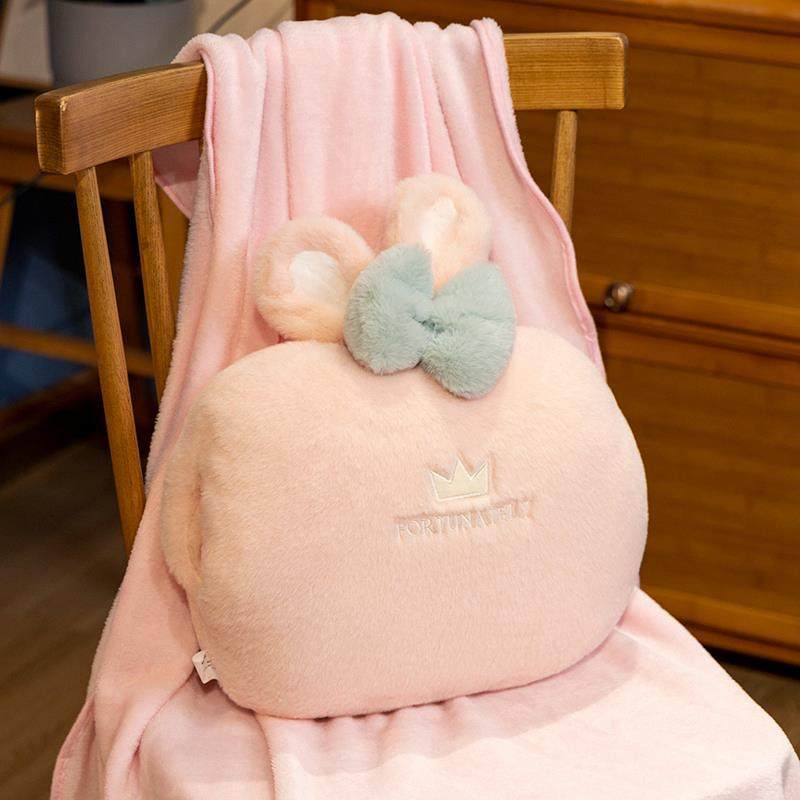 冬季抱枕暖手毯子三合一宿舍办公室女生午睡保暖厚枕头被子可插手