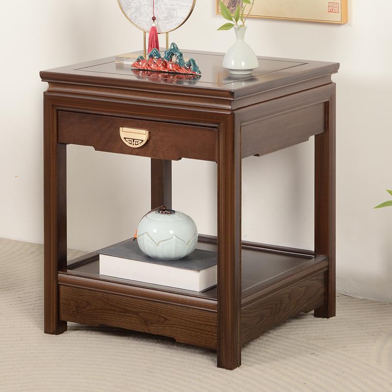 新中式实木鱼缸花架盆景架置物架奇石摆件小茶几方形桌角几床头柜