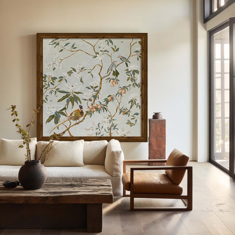 田园风花鸟图纯手绘油画法式w中古客餐厅装饰画玄关卧室丙烯挂画图片
