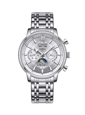 FLIA斐乐三眼多功能男士机械手表商务钢带防水轻奢腕表礼物6700