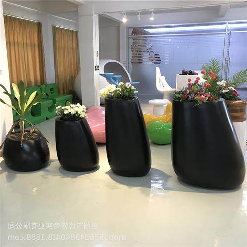 玻璃钢花盆商场椭圆花盆酒店落地花器户外玻璃钢花钵美陈花盆欧式