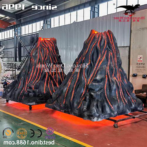 仿真火山岩浆造景流动追光光源仿真工艺品自贡恐龙大型生产厂家