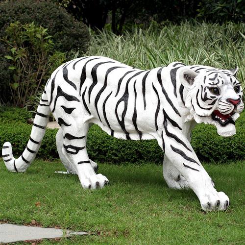 户外花园摆件仿真动物玻璃钢老虎雕塑幼儿园小区公园庭院景观小品