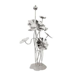 不锈钢铁艺荷叶荷花落地摆件户外酒店庭院水池水景金属雕塑装饰品