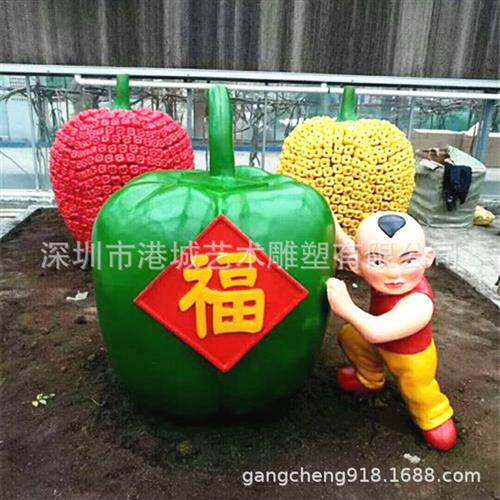 定制仿真菜椒娃娃模型辣椒灯笼椒卡通玻璃钢福娃雕塑生态农场摆件