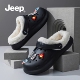 女款 冬季 外穿2025新款 JEEP加绒洞洞鞋 毛绒棉拖女冬加棉保暖棉拖鞋