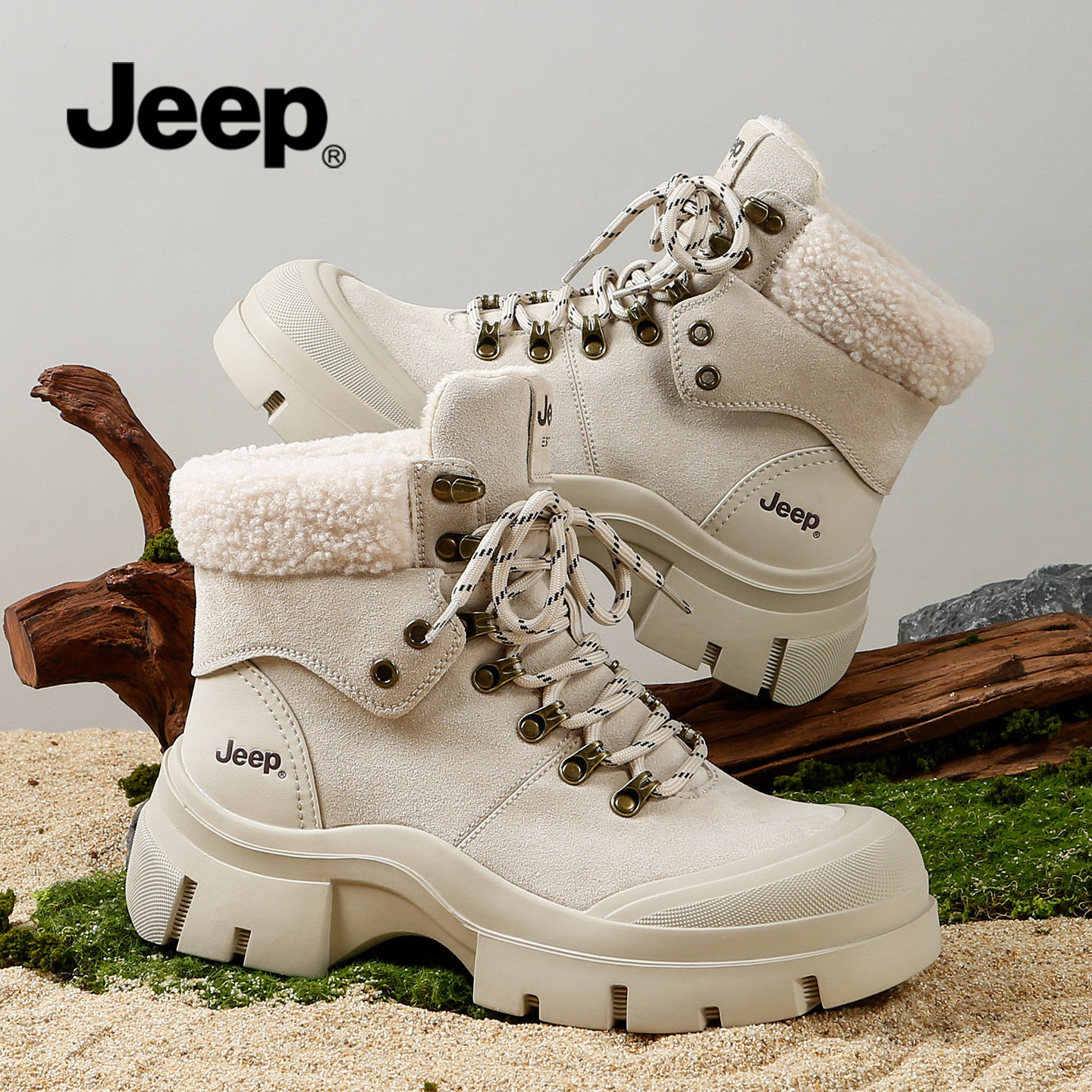 JEEP女鞋冬季加绒马丁靴女冬2025新款雪地鞋厚底短靴东北加厚棉鞋,女鞋,马丁靴,淘宝优惠券,粉丝福利购,淘宝优惠卷