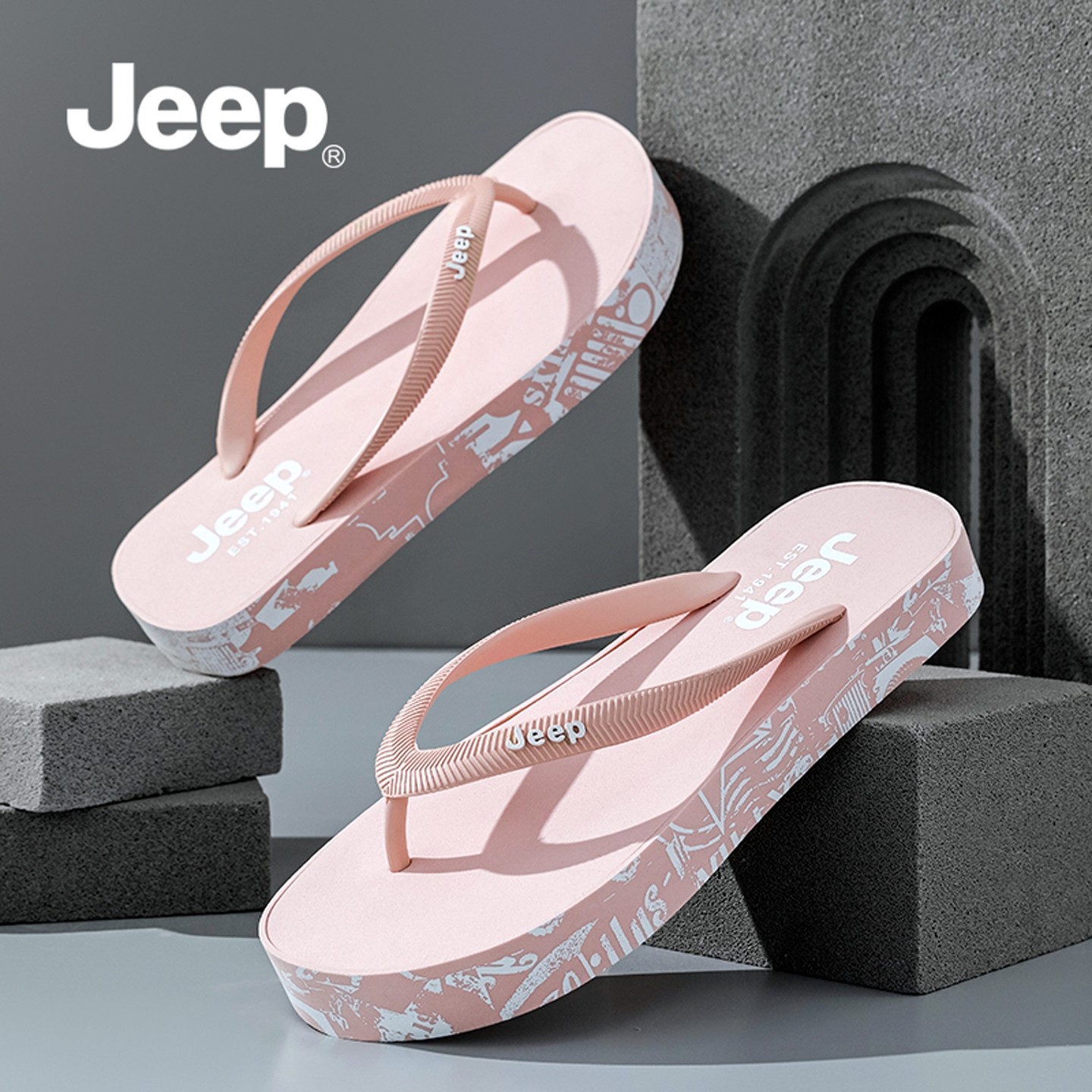 JEEP拖鞋女冬外穿2025新款情侣沙滩凉拖男防滑粉色女款夹脚人字拖,女鞋,人字拖,淘宝优惠券,粉丝福利购,淘宝优惠卷