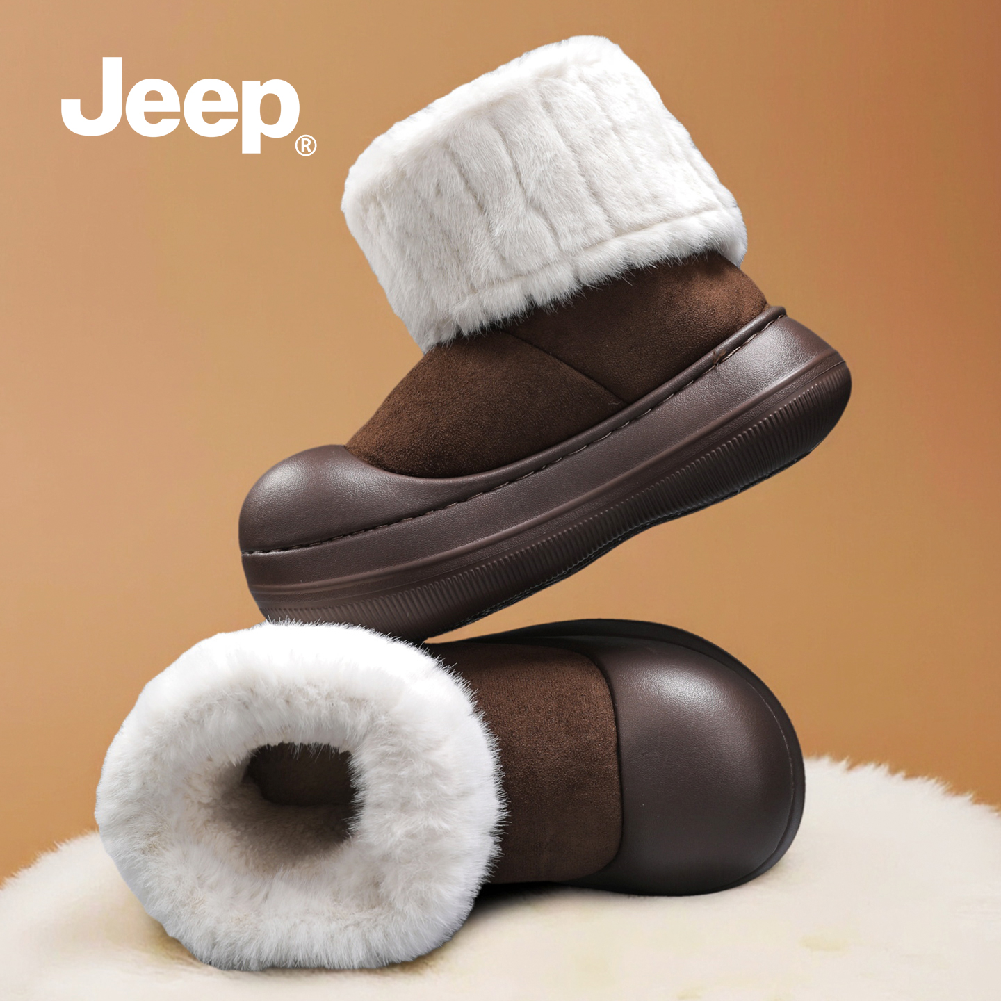 【明星同款】JEEP加绒雪地靴女款