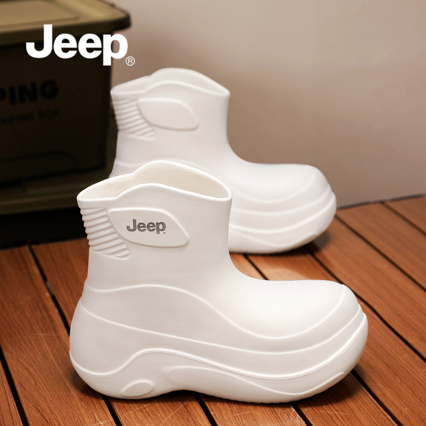 【厚底增高】JEEP吉普外穿雨靴女图片