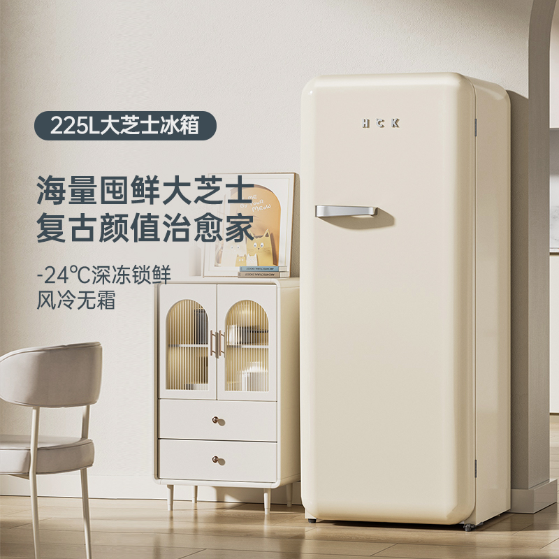 HCK哈士奇立式冷柜复古冰箱