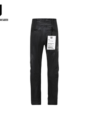 11 BY BBS P11 F-1446 AW1617 纯棉黑色刷蜡牛仔长裤
