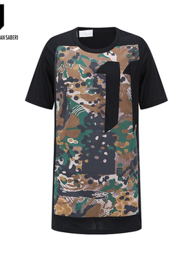 短款短袖T恤（内衣式）黑色BLOCK CUT 11BYBBS TS1BC 1101+1424C