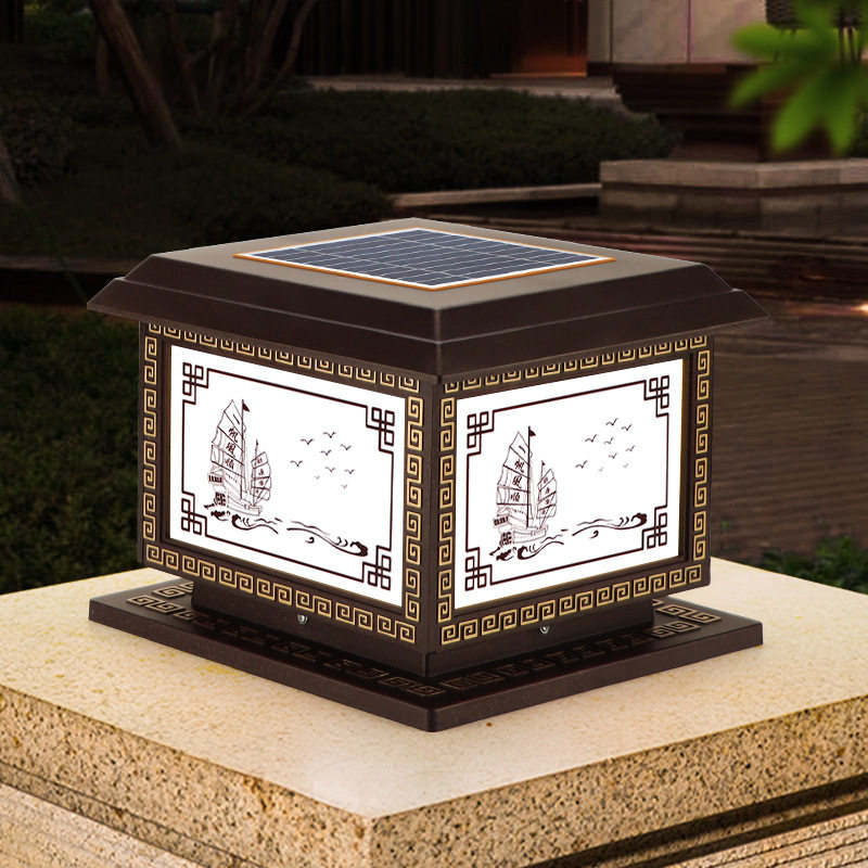 新款太阳能柱头灯别墅大门柱灯户外庭院灯围墙围栏室外防水柱子灯