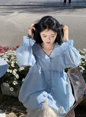 春日野径娃娃领少女衬衫春季女