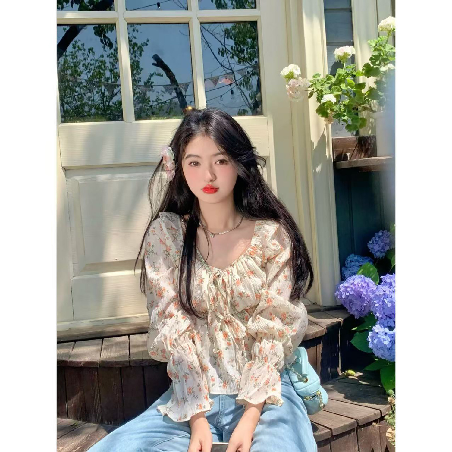 范雯雯 26/ww 济州蛋糕 韩系碎花方领系带衬衫女春季甜美短款上衣,女装/女士精品,衬衫,淘宝优惠券,粉丝福利购,淘宝优惠卷