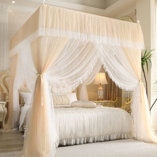 蚊帐双层纱新款宫廷落地家用1米8大床公主风老式三开门纹帐子批发