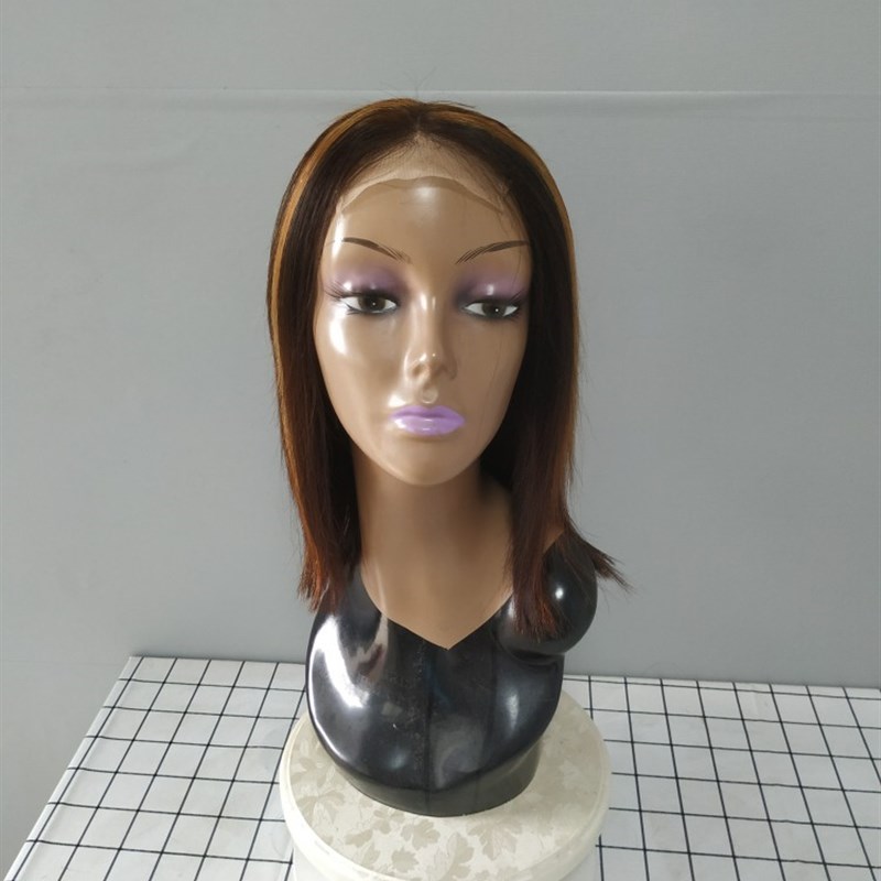 新品Highlight 4x4 lace bob peruvian human hair closure wig 1