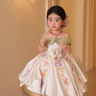 刘亦菲同款礼服拍照衣服儿童摄影服装2-9岁女童连衣裙影楼写真照